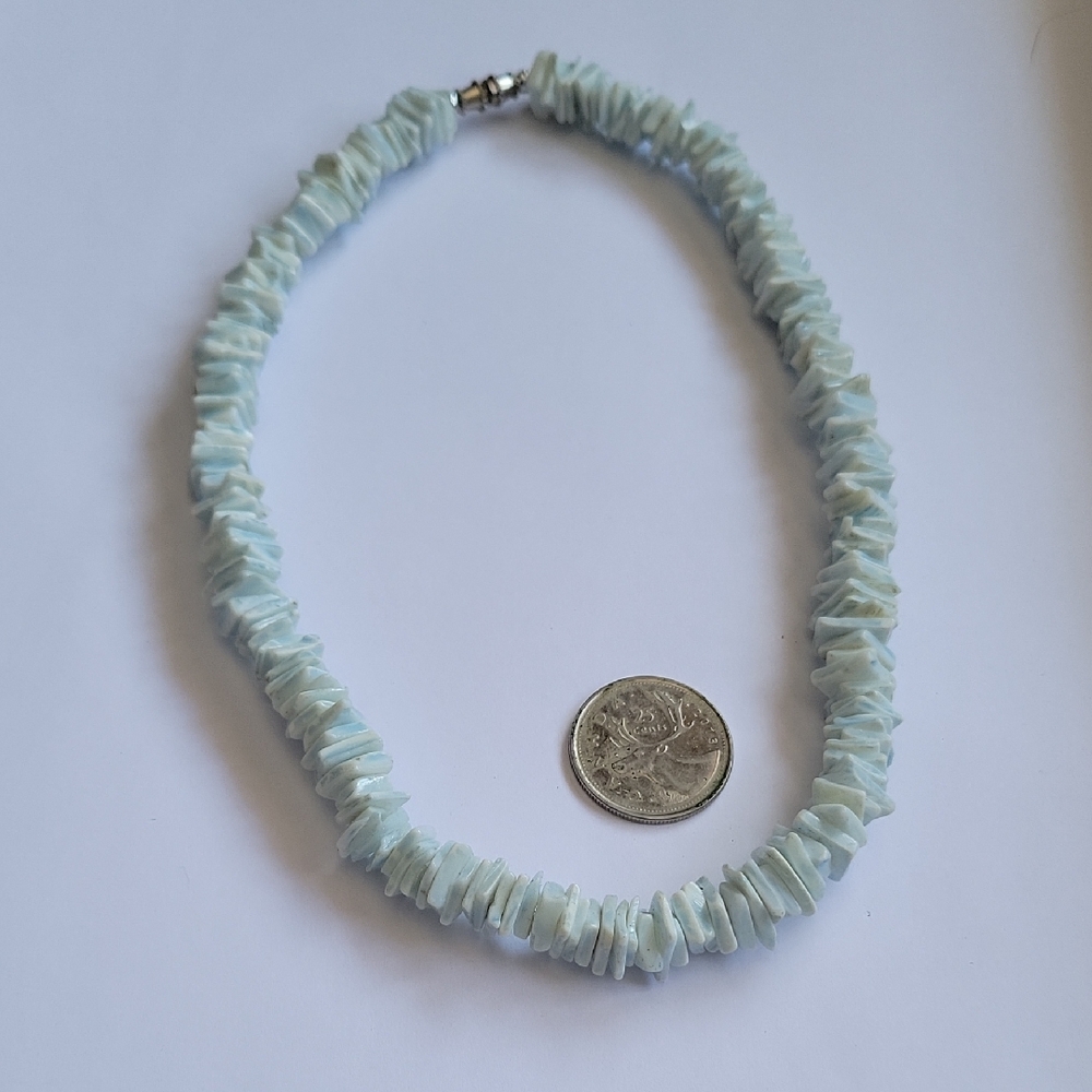 16" Vintage  Light Blue Shell Necklace